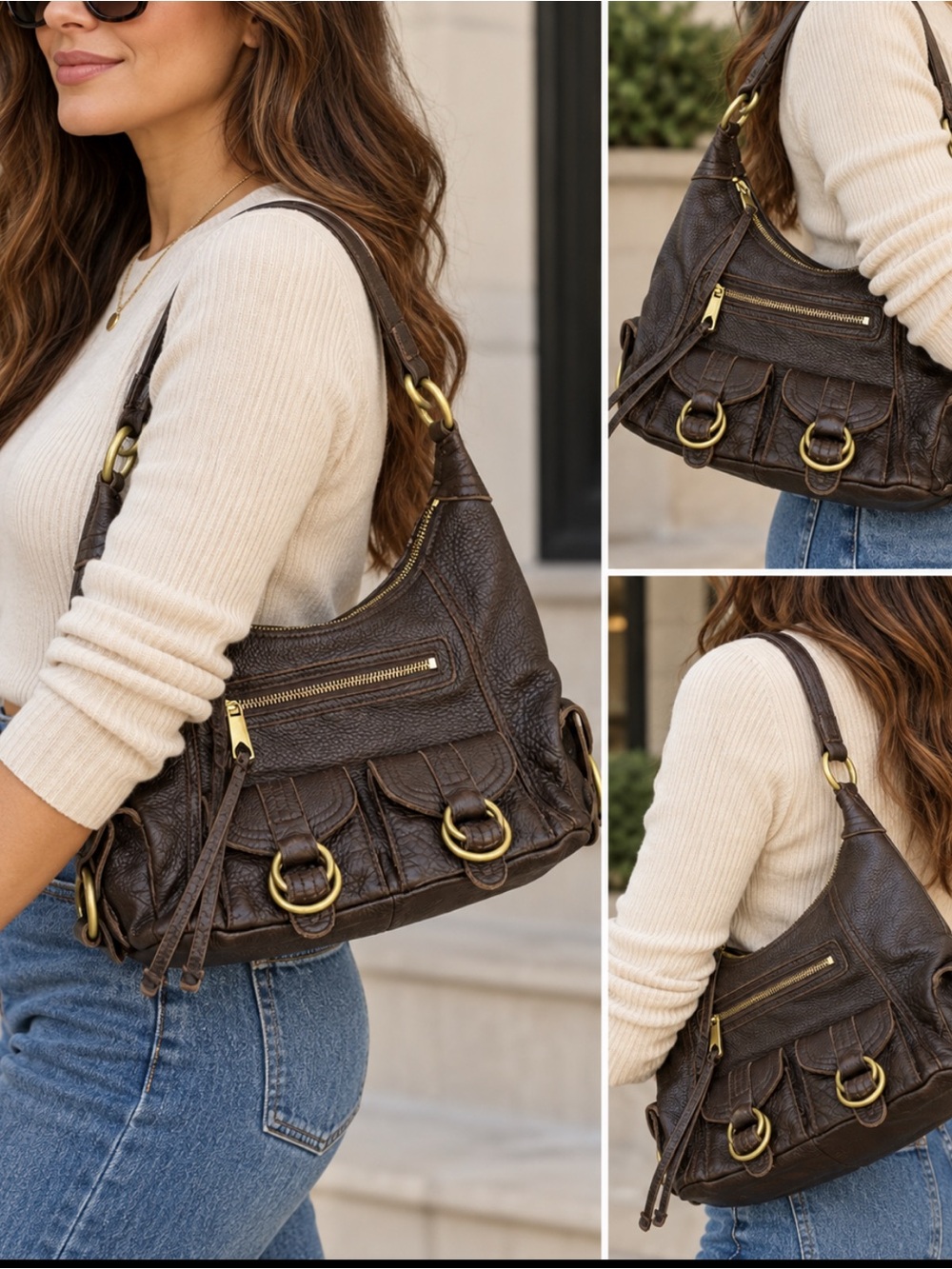 Vintage Banana Republic Hobo Shoulder Bag Soft Heavy Fine Leather